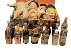 COLLECTION OF ANTIQUE 1/10 PINT MEXICO LIQUOR BOTTLES VALLET, CUERVO ESPECIAL, EL VIEJITO, VSO NE...