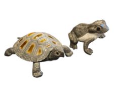 VINTAGE SIGNED STUDIO POTTERY ANIMAL FIGURINES FROG AND TURTLE BY FREEMAN & MCFARLIN POTTERIES