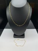 10K YELLOW GOLD ITALIAN MADE LINK NECKLACE AND ANKLET SET
