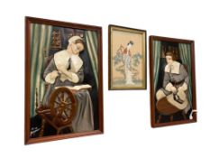 C.E. PEARSON STAMPED METAL PILGRIM MALE AND FEMALE ART PANELS