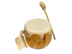 TAOS DRUMS NEW MEXICO NATIVE AMERICAN CRAFTED LOG AND RAWHIDE WRAPPED DRUM