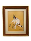JOSE ANGELA AGUILAR NATIVE AMERICAN PUEBLO POTTER AND PAINTER GOUACHE ART ON PAPER HOPI DANCER