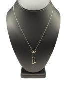 ANTIQUE 14K YELLOW GOLD LAVLIER DIAMOND DANGLE PENDANT