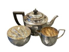 MAPPIN & WEBB 1920'S ART DECO TEAPOT CREAMER AND SUGR BOWL MATCHING SET