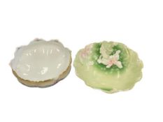 TWO EARLY 20TH CENTURY EUROPEAN PORCELAIN CHINA SCALLOPED EDGE BOWLS, ONE MARKED HAVILAND