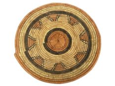 HAND WOVEN NATIVE AMERICAN SUNBURST COILED BASKET
