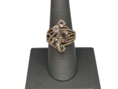 14K ROSE GOLD MORGANITE AND DIAMOND FASHION RING