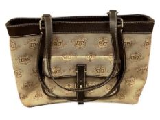 DOONEY & BOURKE DONEGAL COLLECTION EAST WEST CANVAS BROWN AND TAN CANVAS LADIES HANDBAG TOTE
