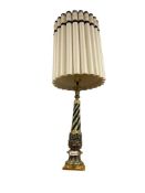 HEAVY CASTED BRASS TABLE LAMP FEATURING BAROQUE BASE