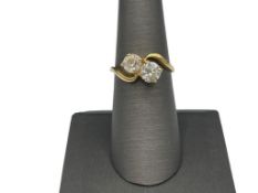 14K YELLOW GOLD WHITE TOPAZ AND CZ RING
