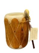 TAOS DRUMS NEW MEXICO NATIVE AMERICAN CRAFTED LOG AND RAWHIDE WRAPPED DRUM