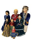 CIRCA 1980'S NATIVE AMERICAN NAVAJO HAND CRAFTED DOLLS WITH VELVET ATTIRE AND BEAD WORK
