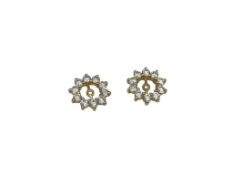 14K YELLOW GOLD ROUND CUT CZ HALO EARRING JACKETS