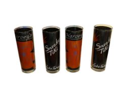 VINTAGE HARVEY'S LAKE TAHOE CASINO SNEAKY TIKI GRAPHIC GLASS TUMBLERS / COCKTAIL GLASSES
