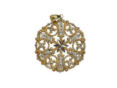 10K TWO-TONE GOLD FILIGREE STAR DESIGN PENDANT