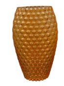 MID-CENTURY MARIGOLD BUBBLE GLASS TALL VASE