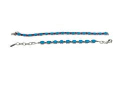 TWO THAILAND MADE STERLING SILVER OVAL CABOCHON TURQUOISE BRACELETS