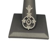 14K WHITE GOLD DIAMOND LAVALIER PENDANT