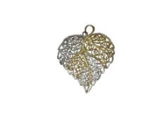 10K TWO-TONE GOLD FILIGREE HEART PENDANT