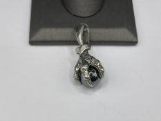 STERLING SILVER EAGLE TALON AND HEMATITE BEAD PENDANT