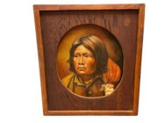 CHIEF MIGUEL, CHIEF OF THE YUMA INDIANS ORIGINAL OIL ON CANVAS PORTRAIT SIGNED NINA 2018