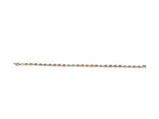 10K YELLOW GOLD MULTI-COLOR TOPAZ LINK BRACELET FEATURING OVAL CUT TOPAZ