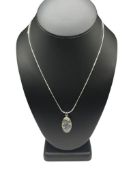 STERLING SILVER OVAL JASPER PENDANT NECKLACE