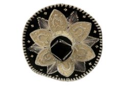 PIGALLE BLACK SOMBRERO MADE IN MEXICO SILVER SEQUINED AND STITCH DESIGN