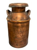 ANTIQUE BORDEN'S DAIRY COMPANY COPPER 40QT MILK CAN WITH TOP