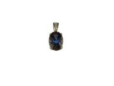 10K YELLOW GOLD MYSTIC TOPAZ AND DIAMOND PENDANT