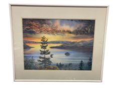 LARGE ORIGINAL WATERCOLOR ON PAPER OF EMERALD BAY, LAKE TAHOE