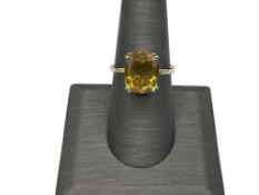 STERLING SILVER ASCHER CUT CITRINE RING