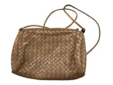 BOTTEGA VENETA WOVEN BEIGE LEATHER CROSSBODY MADE IN ITALY