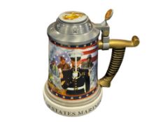 THE BRADFORD EXCHANGE USMC MARINES PRIDE OF THE CORPS COLLECTOR BEER STEIN WITH PEWTER LID