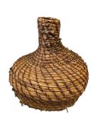 20TH CENTURY NATIVE AMERICAN COILED PINE NEEDLE AND FIBER VESSEL