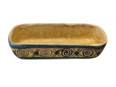 VINTAGE CREAM TLAQUEQUE TERRA COTTA MEXICAN POTTERY RECTANGULAR DISH CIRCA 1930'S