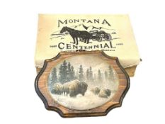 MONTANA CENTENNIAL SPECIALTY FOODS STORAGE CONTAINER AND BUFFALO WALL HANGING