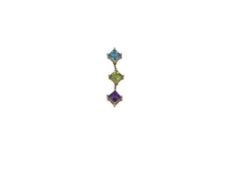 14K YELLOW GOLD PRINCESS CUT PERIDOT, AMETHYST, AND BLUE TOPAZ DROP PENDANT