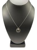 ITALIAN 14K WHITE GOLD FASHION PENDANT NECKLACE FEATURING HEART DANGLE CHARM IN DISCS