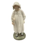 VINTAGE ROYAL COPENHAGEN GIRL IN NIGHTGOWN WITH BOOK PORCELAIN FIGURINE