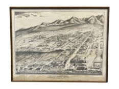BLACK AND WHITE COPY OF G.T. BROWN 1881 BIRD'S-EYE VIEW OF WINNEMUCCA, NEVADA LITHO BY W.T. GALLO...