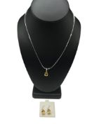STERLING SILVER PEAR CUT CITRINE PENDANT NECKLACE AND EARRINGS SET