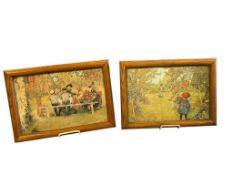 CARL LARSSON SWEDISH ARTIST PRINTS THE APPLE HARVEST AND BREAKFAST UNDE THE BIG BIRCH