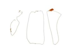 THREE 14K YELLOW GOLD FASHION NECKLACES