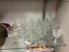 VINTAGE LIBBY GLASS SETS INCLUDING SEVEN HOBSTAR WATER GOBLETS AND SIX CHIVALRY WINE GOBLETS