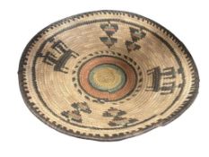 NIGERIAN COILED GRASS AFRICAN PICTORIAL LOW BASKET