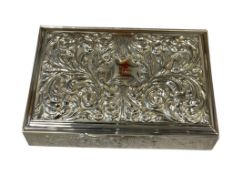 CUNHILL STERLING SILVER OVERLAY REPOUSSE FELT LINED JEWELRY / TRINKET BOX