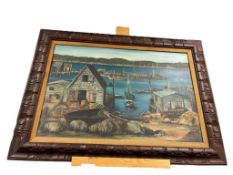 BJ SOS ORIGINAL OIL ON CANVAS TITLED TERENCE BAY, NOVA SCOTIA DATED 1968