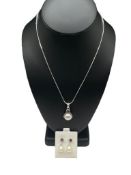 STERLING SILVER AMETHYST AND PEARL PENDANT NECKLACE AND EARRINGS SET