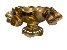 TURKEY POLISHED BRASS 14 PIECES PUNCHBOWL SET WITH MUGS AND LADDLE